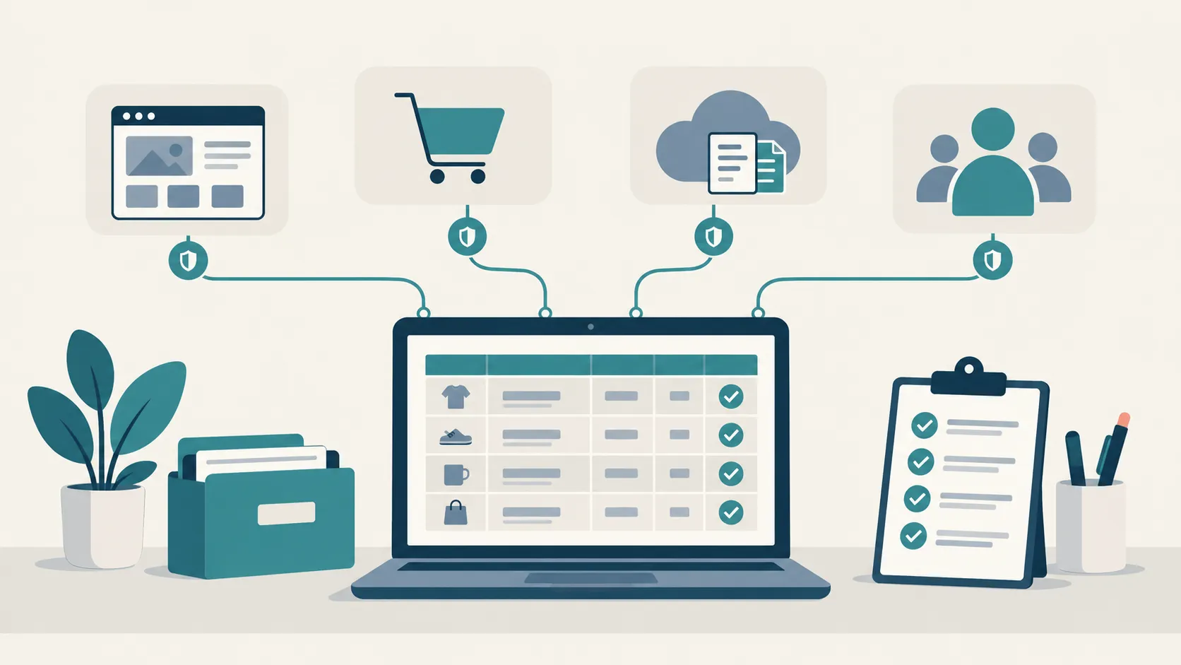 Digital systems register and inventory illustration.